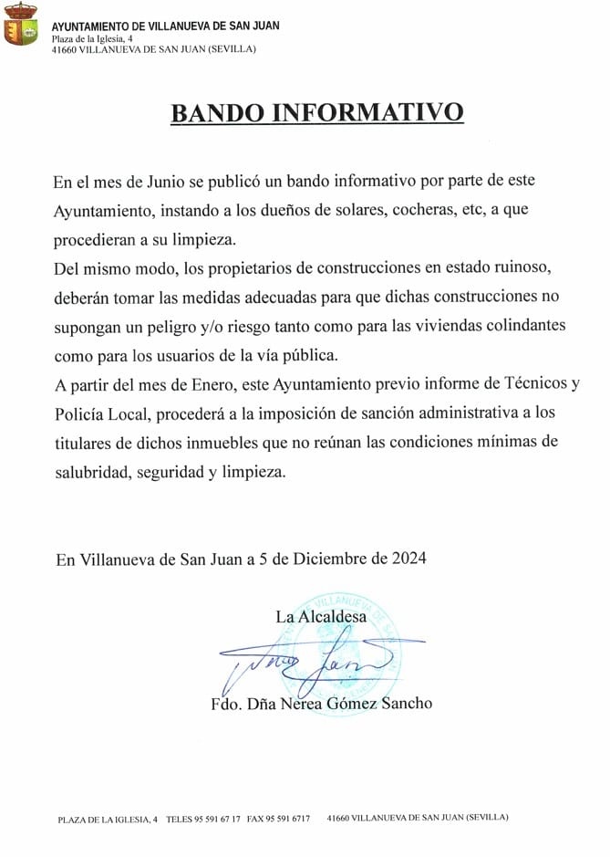 Bando informativo solares